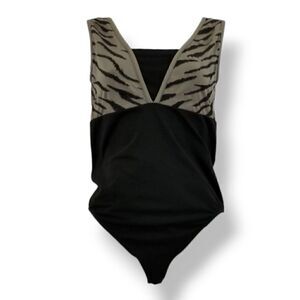 NEW Wolford Animal Print Vneck Sleeveless Tank Bodysuit Size Small